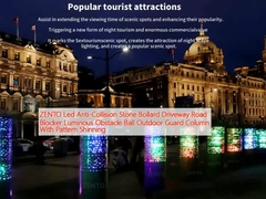 زينتو Led Anti-Collision Stone Bollard Driveway Road Blocker كرة عقبة مضيئة عمود حراسة خارجي مع نمط لامع